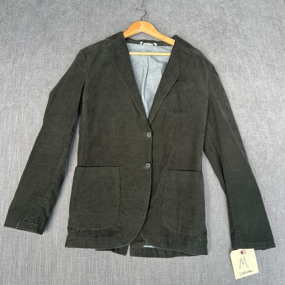 Club Monaco Blazer Jacket Men Medium Green Corduroy Elbow Patches Casual Outdoor